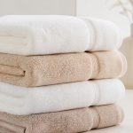 Stack of plush folded bath towels
